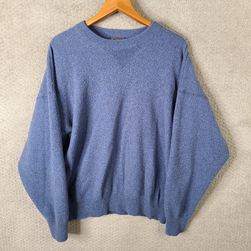 Vintage Courtenay Sweater Mens XL Blue 100% Cashmere Crewneck Pullover Knit